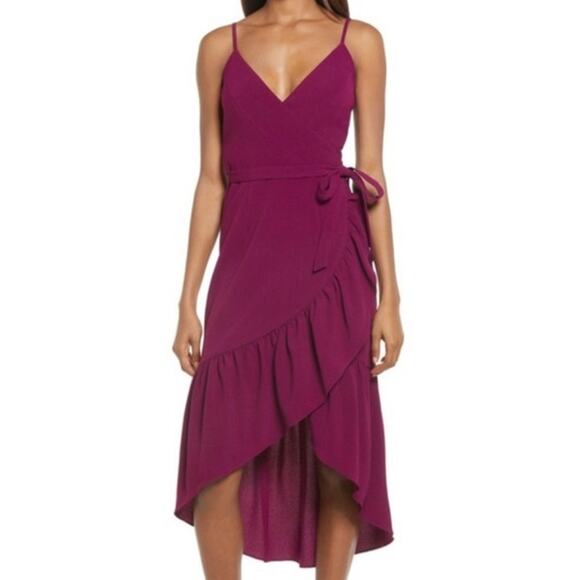 Dress the Population Purple Ruffle Delphine Wrap Dress Size XL - Picture 1 of 9
